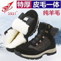 Mountaineering snow boots mens winter outdoor non-slip ski cotton shoes plus velvet and thickening to prevent cold and keep warm Northeast wool cotton boots