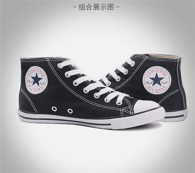 Mùa xuân 2018 Converse giữa giúp dây đeo mỏng phía dưới giày vải cổ điển nữ màu đen 537213C trắng 537216C shop giày nam nữ