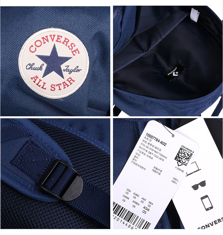 Converse ba lô nam nữ cổ điển ba lô túi sinh viên túi máy tính du lịch 10007784-A01-A02-A03 túi đeo chéo local brand