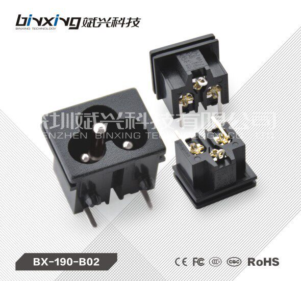 AC plum socket power socket C6 card trough Mickey mouse socket binxing BX-190-B02 plug 23X18