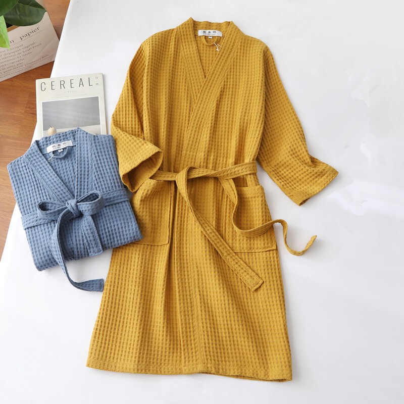 Bathrobe for Men, Pure Cotton Waffle Thin Style, All-Season Bathrobe, Bath Towel, Sleep Robe for Women, Swimming and Bathing, Water-Absorbent Couple's Sleepwear Bathrobe for Men, Pure Cotton Waffle Thin Style, All-Season Bathrobe, Bath Towel, Sleep Robe for Women, Swimming and Bathing, Water-Absorbent Couple's Sleepwear