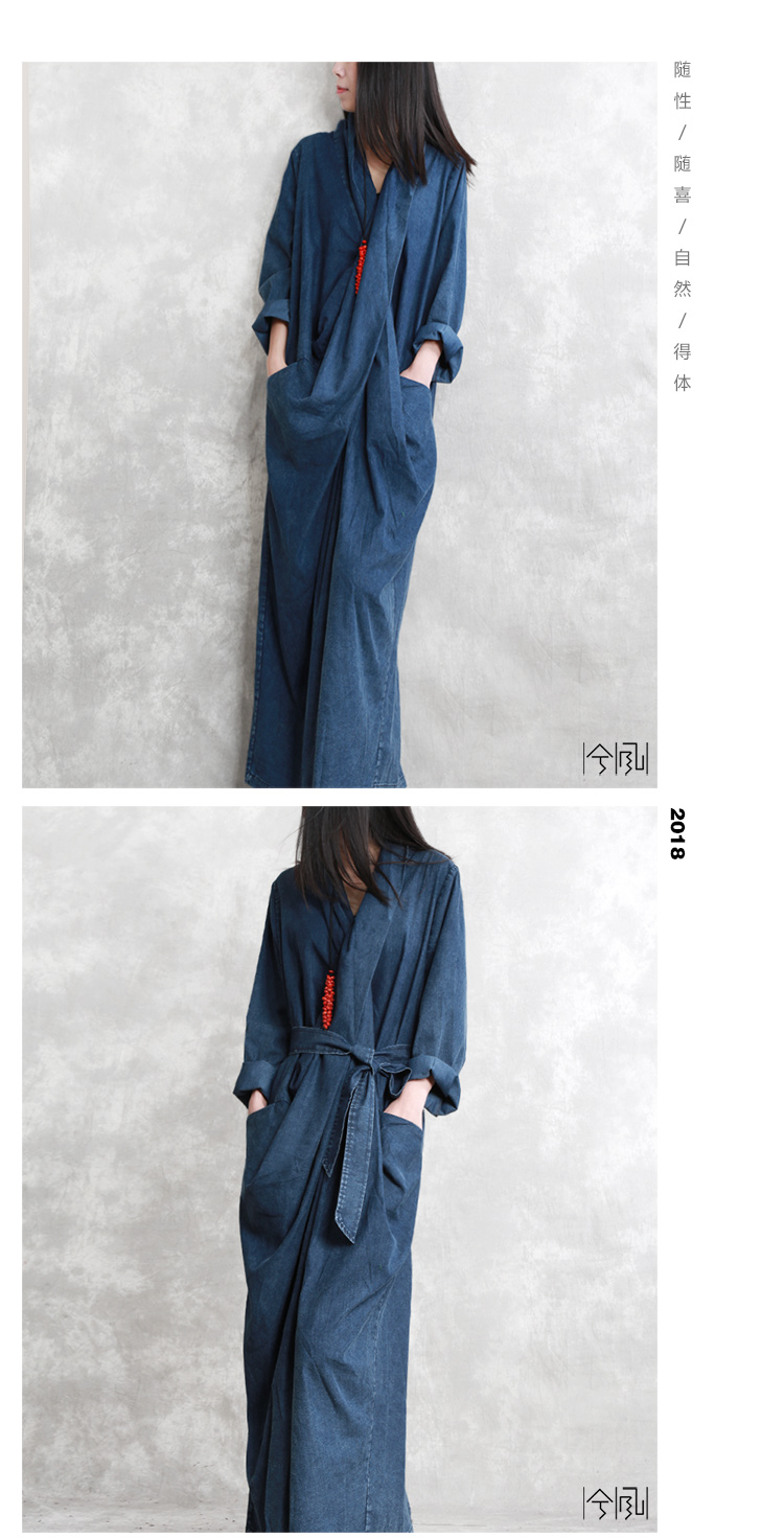 Bão mùa thu váy gốc deconstruction thiết kế denim váy đa chế tạo vành đai eo robes thời trang văn học ăn mặc váy đuôi cá dài qua gối
