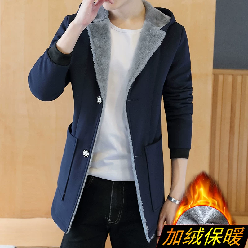Warm spring down jacket, autumn trench coat, mid length