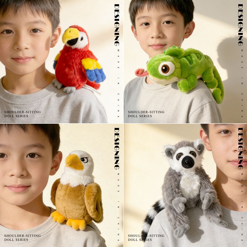 Creative Magnetic Shoulder Doll, Cute Parrot Bird Standing on Shoulder, Small Animal Plush Toy, Children's Doll Creative Magnetic Shoulder Doll, Cute Parrot Bird Standing on Shoulder, Small Animal Plush Toy, Children's Doll