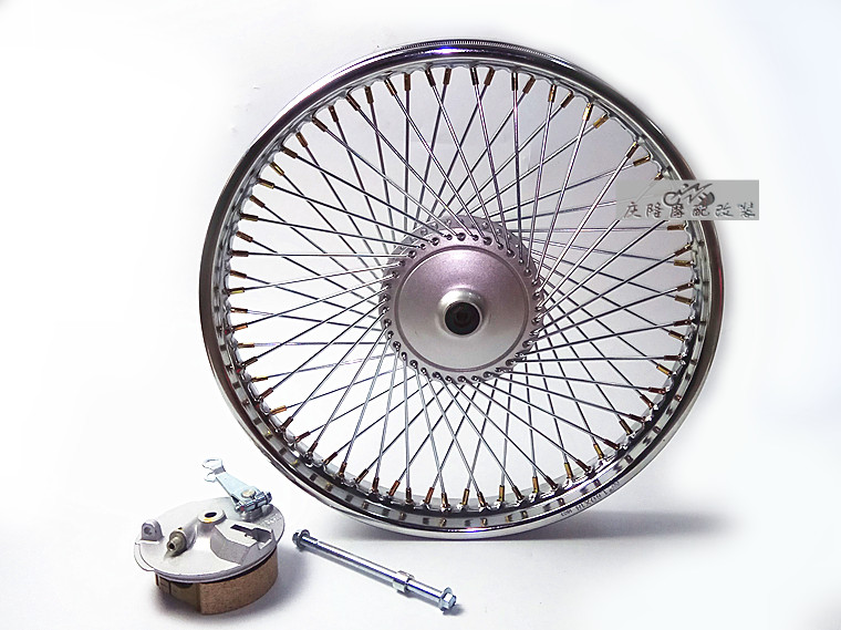 AX100 xe máy retro sửa đổi phía trước và phía sau wheel hub lắp ráp 72 nan mở rộng vòng thép bánh xe sửa đổi Tấn Thành vành xe honda lead