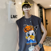 Vest mens summer loose personality trend ins Hong Kong style sleeveless t-shirt waistcoat sports trendy top