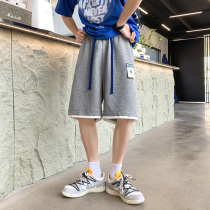 2022 waffle fake two Hong Kong style mens summer youth sports basketball five-point pants beach pants