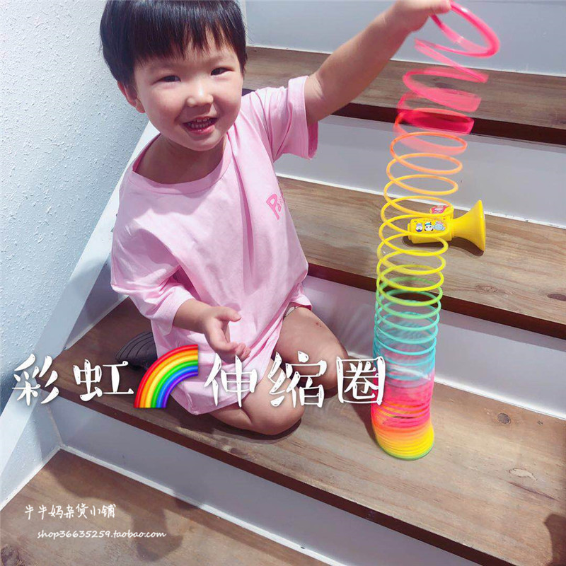 Children Rainbow Elastic Circle Toys Baby laminated circle outdoor sports Parent-child exercise Hand flexible Puzzle Toys