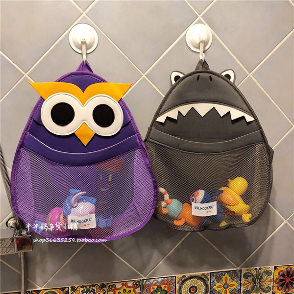 Baby bath storage bag cartoon shape storage hanging bag waterproof bathroom water play toy mesh bag send hook
