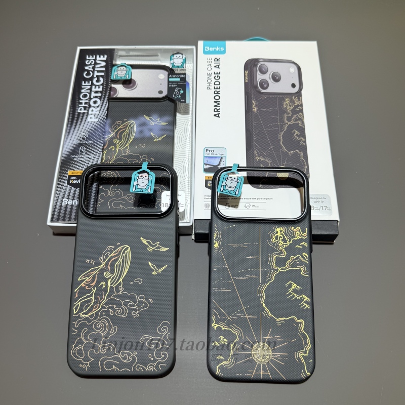 【Leisure Travel】Benks Feather Shield Suitable for Apple iPhone 18 Pro Max Kevlar Phone Case Ultra-Thin Anti-Drop Magnetic Full-Cover Protective Case Carbon Fiber Time Shell for Men 17Pm