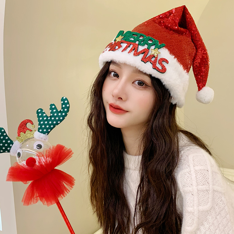 2023 new Christmas hats Toys red Christmas hats accessories for adults to decorate girls' baby children-Taobao