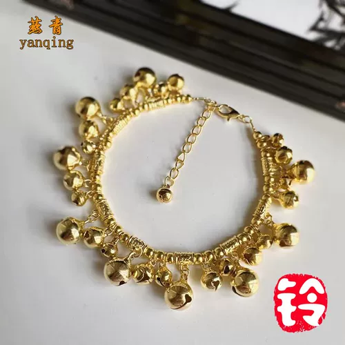 Танцующий золотой колокольчик, ретро этнический браслет на ногу ручной работы для школьников, со звуком, звуковая система, простой и элегантный дизайн, этнический стиль