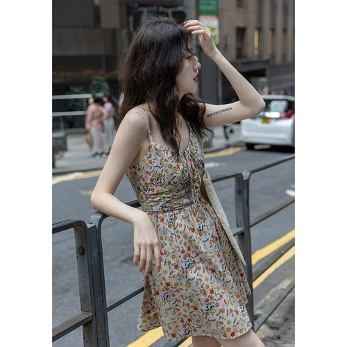 Платье-комбинация, юбка, мини-юбка, пляжное платье, в цветочек, подходит для подростков