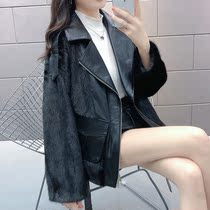 2021 Haining New Imported Mink Fur Ladies Whole Mink Locomotive Fashion Young Coat Suit Collar Mink Fur Coat