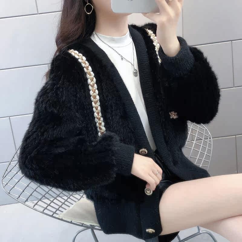 2021 imported mink fur coat women's hand-woven small fragrance net red young Haining small short style - Taobao
