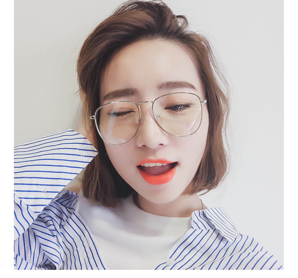 Lưới rung đỏ với cùng một gọng kính lớn Gương phẳng lớn nữ phiên bản Hàn Quốc của thủy triều Retro mặt nhỏ cận thị nam trong kinh bao ve mat khoi anh sang xanh essilor