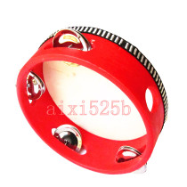 Special offer Orff musical instrument ethnic Xinjiang dance prop tambourine 6 inches 8 inches red sheepskin tambourine