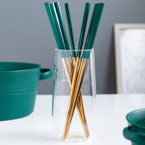 Emerald 304 stainless steel chopsticks home Gold non-slip chopsticks high-end restaurant chopsticks hollow anti-hot chopsticks European style