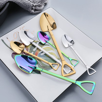 Creative shovel spoon stainless steel mixing spoon subnet red watermelon spoon large dessert spoon cute ice cream spoon