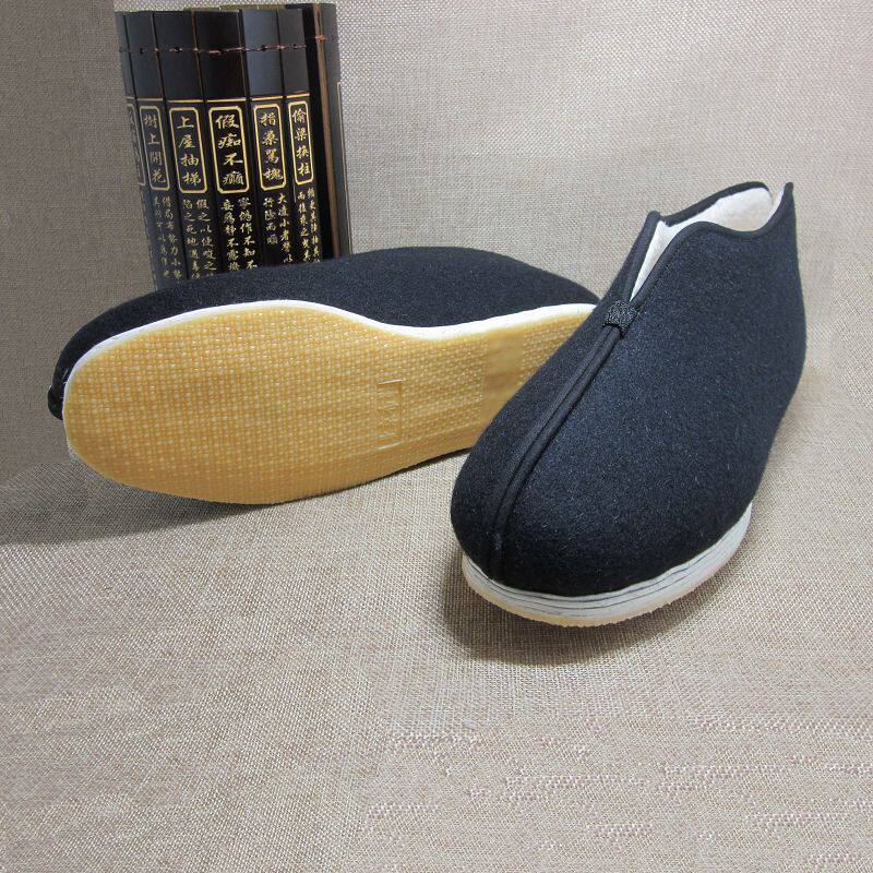 Old Beijing men's women's machine Nachine floor casual men's shoes pure color big code winter plus suede warm cotton shoes-Taobao