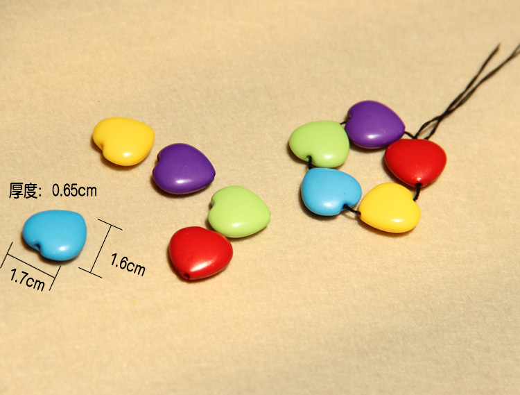Yima handmade diy fabric material candy acrylic plastic beads bright face peach heart blue purple yellow red green