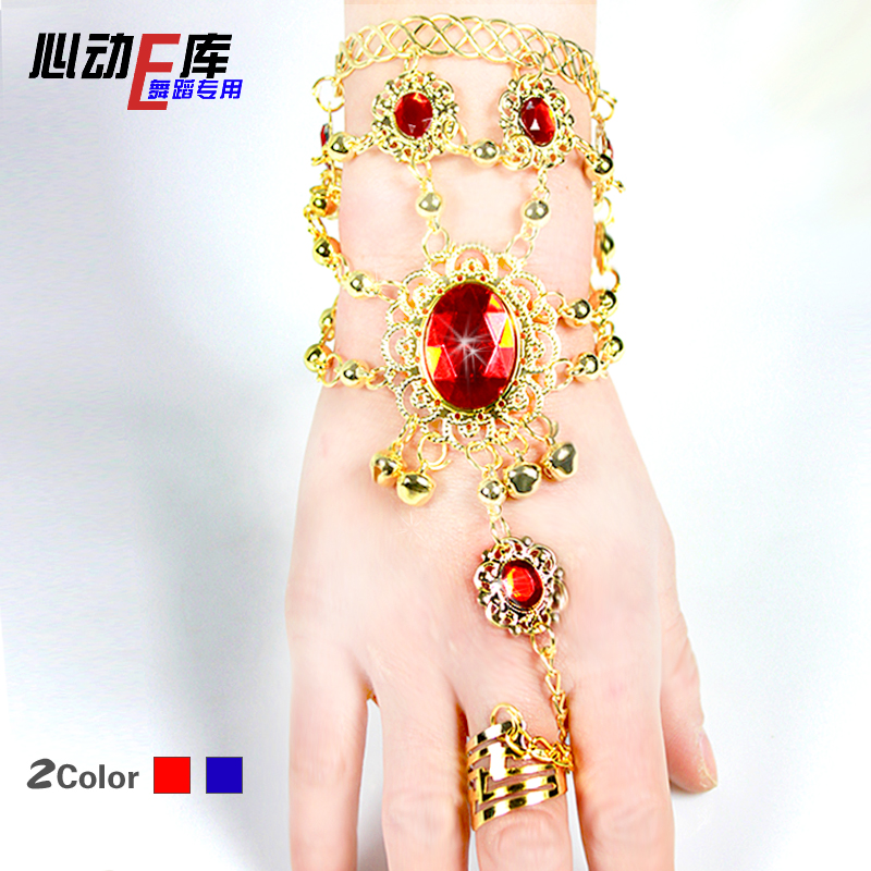 Yiwu factory price) belly leather Indian ethnic dance accessories Jewelry) Big Red Gem Ring Integrated Handmade)