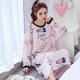 Phiên bản Hàn Quốc của váy ngủ nữ mùa thu tươi mới cotton dài tay dài mùa xuân và đồ ngủ mùa thu có thể mặc bên ngoài?