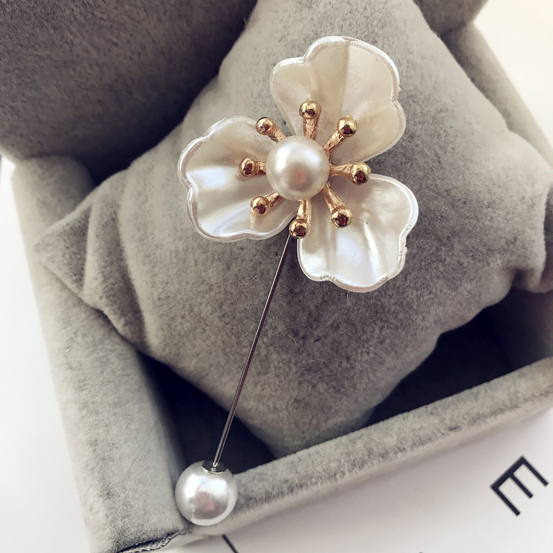 Phiên bản Hàn Quốc của rhinestone ngọc trai giả vỏ hoa tua rua trâm cài khí chất hoang dã áo pin cao cấp hoa cài áo