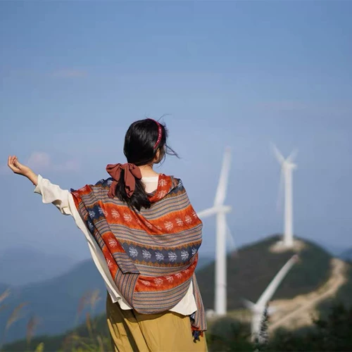 Этнический шарф, пляжная накидка из провинции Цинхай подходит для фотосессий, этнический стиль, защита от солнца