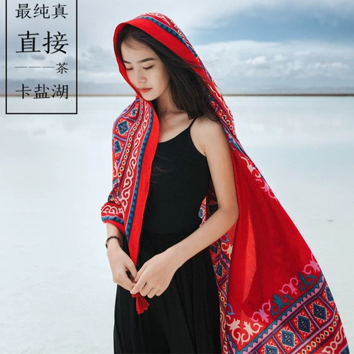Этнический шарф, пляжная накидка из провинции Цинхай подходит для фотосессий, этнический стиль, защита от солнца