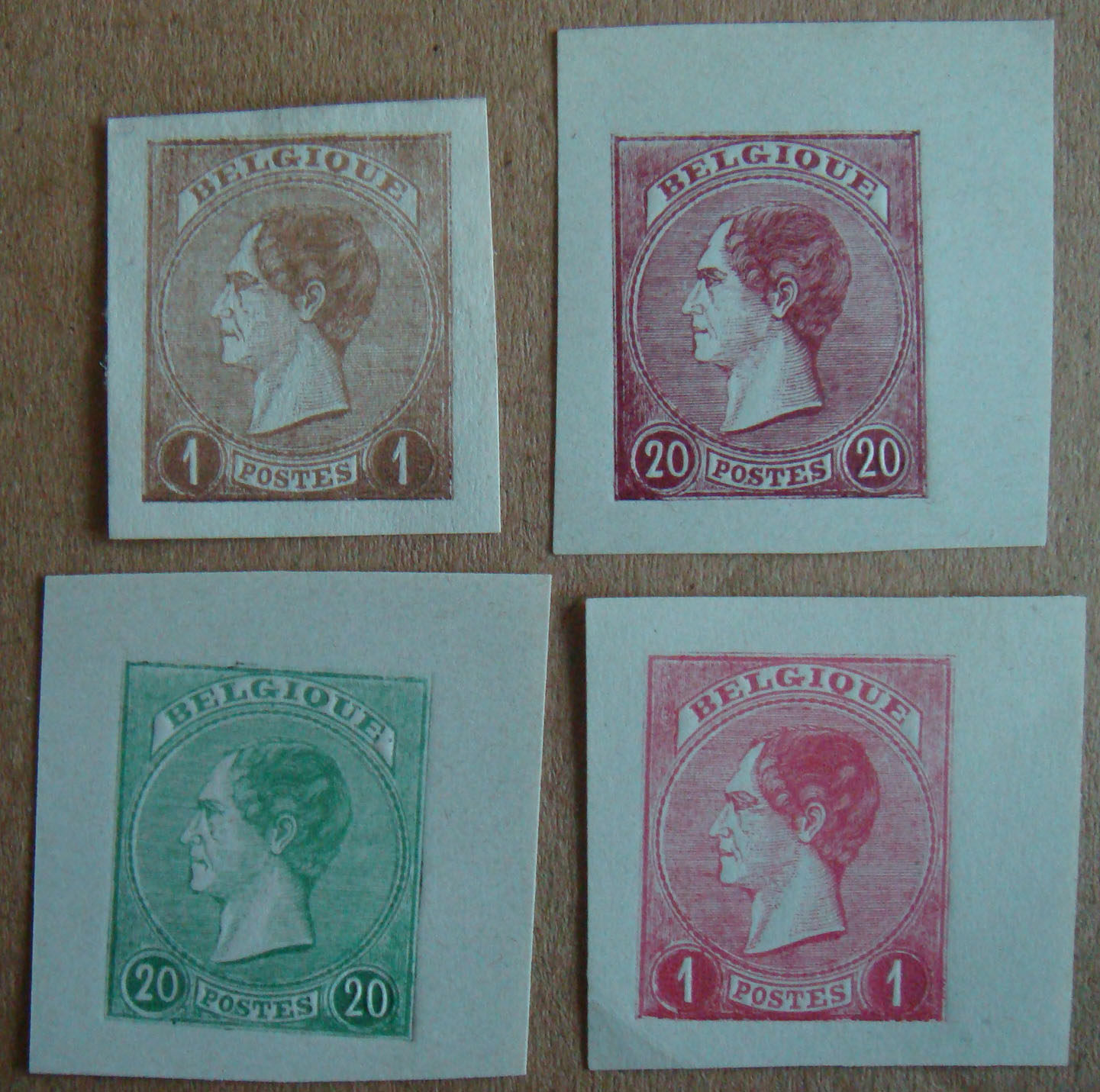 Belgian-King's test stamp four pieces