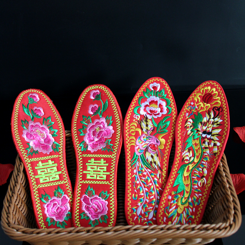 Wedding Red Insole Festive Red Bottom Dragon Pineapple handmade embroidered cross embroidered finished product This life is absorbing sweat and air-resistance