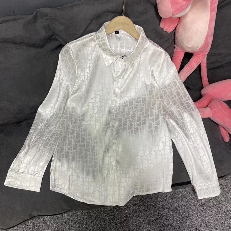 2024 European Trendy Brand New Cd Letter-Print Jacquard Fashion Casual Long-Sleeve Shirt for Men and Women