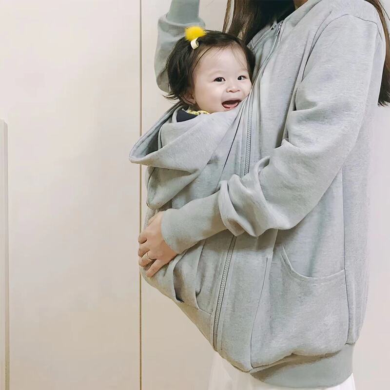 Kangaroo Mother and Child Matching Outfits, Dad's Outerwear, Autumn and Winter Fleece Sweatshirt, Baby and Mom Winter Clothing Kangaroo Mother and Child Matching Outfits, Dad's Outerwear, Autumn and Winter Fleece Sweatshirt, Baby and Mom Winter Clothing