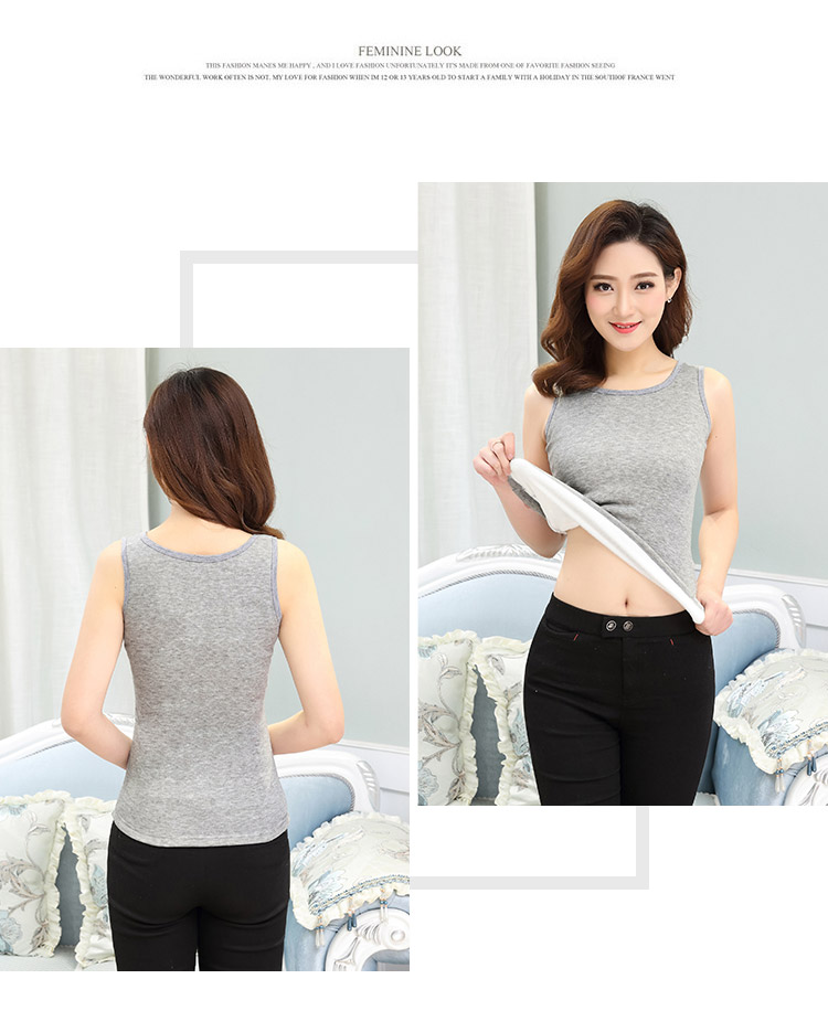 Ấm sling sinh viên vest nữ dày cộng với nhung đáy áo màu cơ thể rắn phù hợp với bên trong không tay áo mùa đông