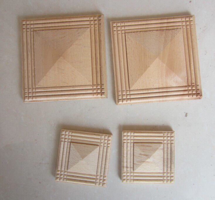 Wood Carved Flake Solid Wood Block Solid Wood Appliqua with flower door set Tetris background wall Pass Decorative Pyramid