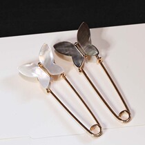 Natural shell butterfly brooch womens cardigan sweater big pin shawl buckle Joker coat decoration accessories corsage