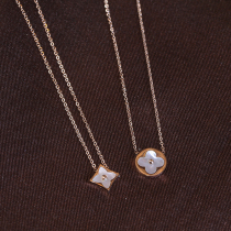 Small fragrant Wind necklace short female Shell Flower Net red Joker Japanese and Korean cold wind rose gold simple ins choker