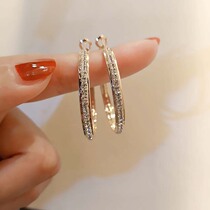 Ear ring female temperament Korea 2021 New Tide with diamond 925 silver pin big ring earrings advanced feel round face earrings
