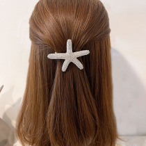 Exquisite sea star top clip fashion spring sandwich drilling and card temperament after hair clamp shines Japan and Korea