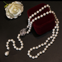 Brand Fashion Joker Pearl Long Necklace Womens Autumn Winter Sweater Chain Tassel Dress Sweater Accessories
