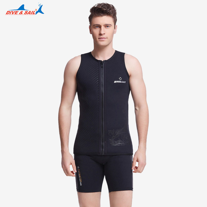 3MM two-piece men's wetsuit SCR thickened pull-in-diving vest blouse surf anti-cold sleeveless winter swimming swimsuit