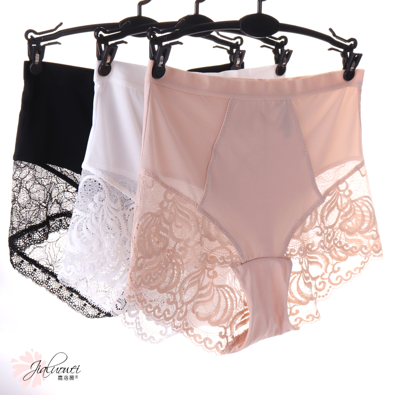 No Marks MILK WIRE SEXY BRIEFS FEMALE PURE COTTON CROTCH LACE HIGH WAIST CLOSETS HIP TRIANGLE SAFETY PANTS