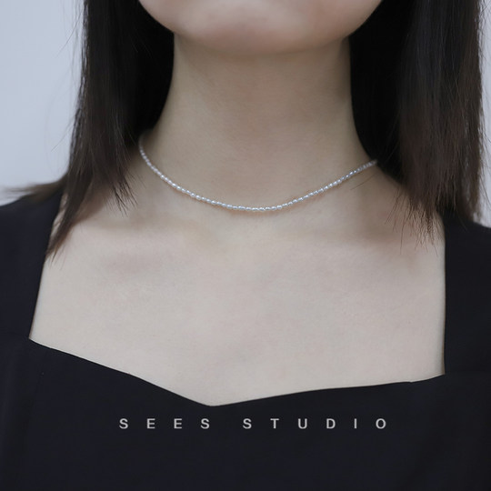 Millet grain natural freshwater pearl necklace ultra-fine ultra-fine retro clavicle chain young fashion/14k gold-filled
