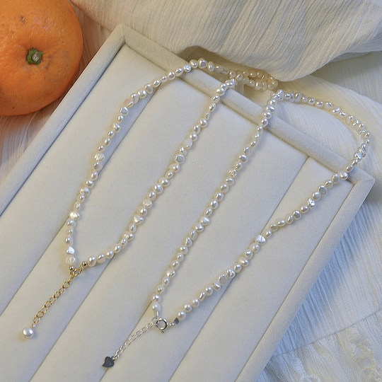 Natural Pearl/Baroque Irregular Necklace Women's Clavicle Chain Small Pearl Fashion Necklace 14k Gold-Plated