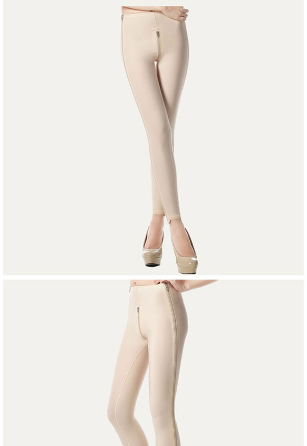 Cơ thể bụng phẳng corset Pháp Huaimei chính hãng corset chín điểm eo thấp quần dây kéo mở da quần lót cotton