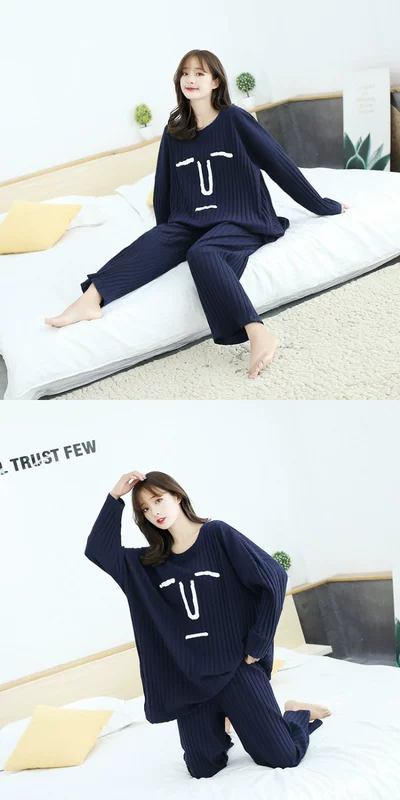 Fat m mùa đông dài plus size pyjama nữ 200 kg gầy béo tăng dày cotton dài tay mới phục vụ tại nhà - Giống cái