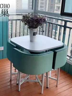 Indoor balcony small table and chair net red household three-piece small apartment drinking tea wrought iron one table and two chairs mini small coffee table