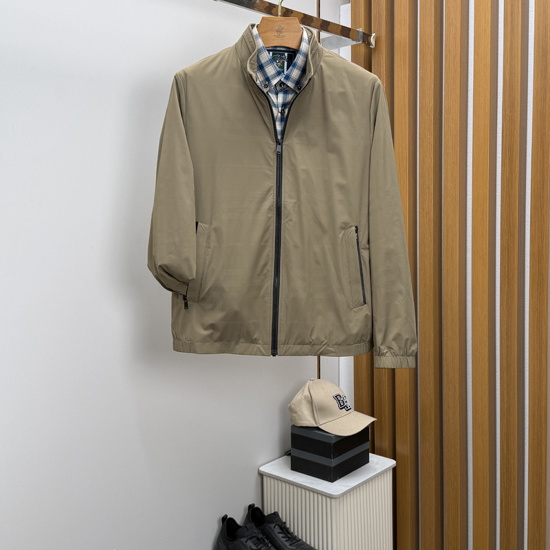【Anti-Wrinkle and Easy to Care For】Beverly Paul Autumn Men's Soft and Comfortable Business Casual Stand-Up Collar Jacket