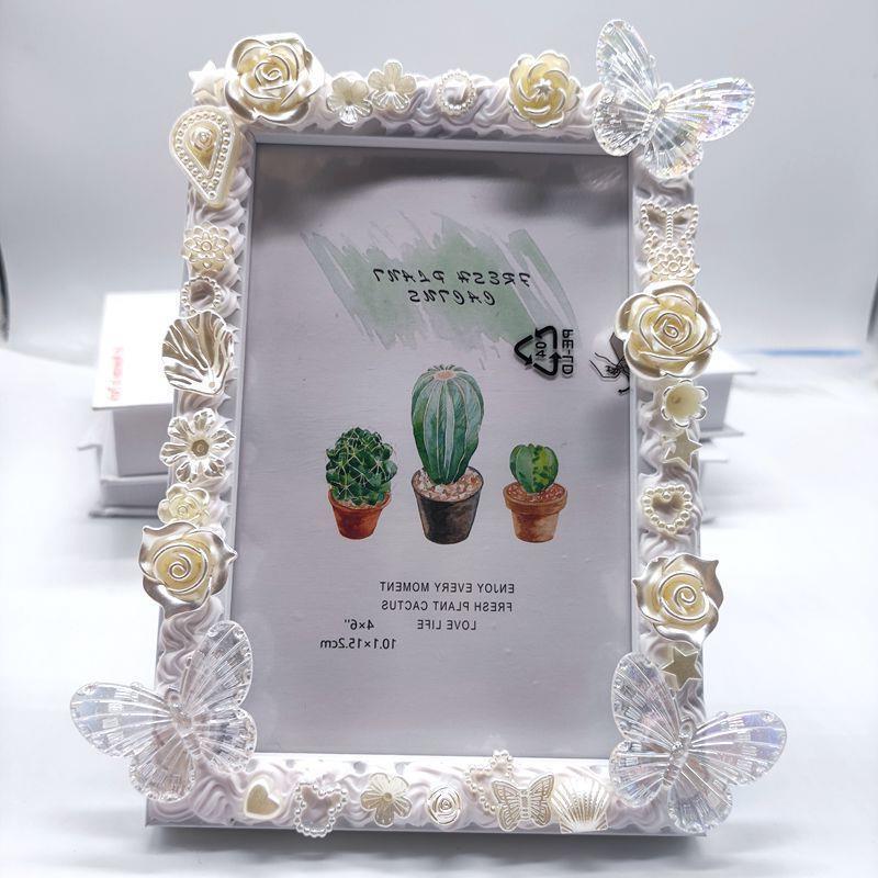 This Year's New 6inch Photo Frame DIY Handmade Cream Glue Photo Frame Material Kit Cartoon Decorative Photo Frame Stand, Suitable for Both Horizontal and Vertical Use